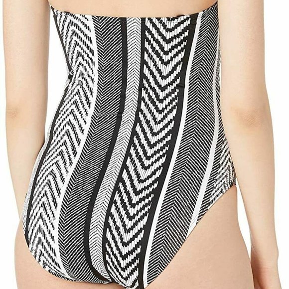 NWT! Kenneth Cole Black White One Piece Swimsuit - Picture 3 of 3